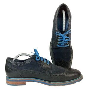 Cole Haan Great Jones Men's 10.5(M) Blue Suede & Synthetic Wingtip Oxford C11070